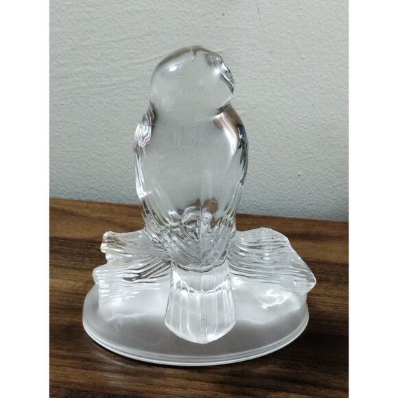 Owl Sitting on Branch Clear Lead Crystal Cristal d'Arques France - Picture 6 of 7